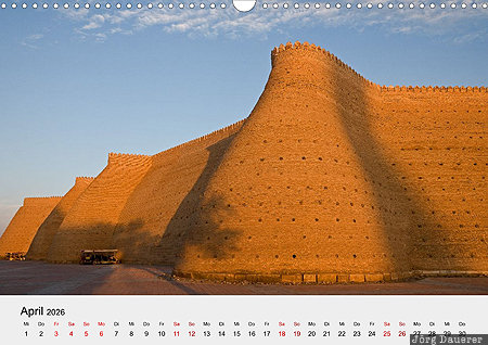 Ark, Bukhara, Uzbekistan, calendar, April, German