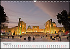 Calendar Uzbekistan August: Registan