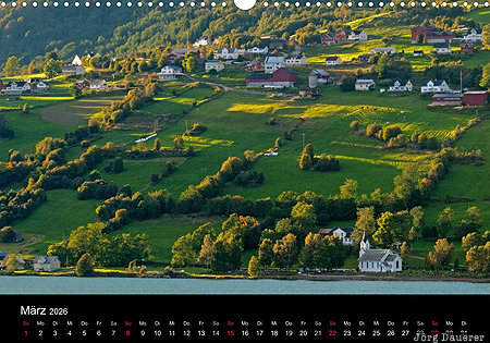 Hafslovatnet, Sogn og Fjordane, Norway, calendar, March, Norwegen, Norge