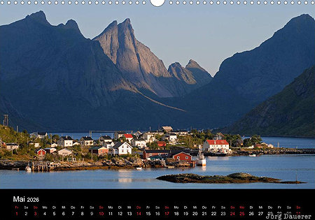 Reine, Moskenesoy, Lofoten, Nordland, Norway, calendar, May, Norwegen, Norge