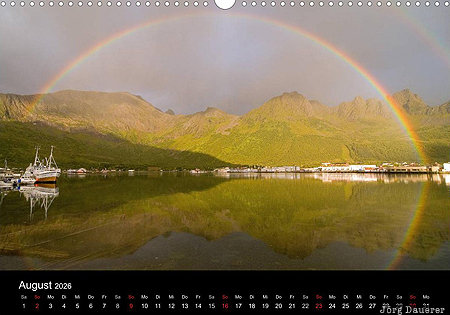 Rainbow, Senjahopen, Senja, Troms, Norway, calendar, August, Norwegen, Norge